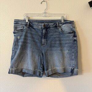 Kut from the Kloth Faded Blue Roll-Cuff Denim Shorts